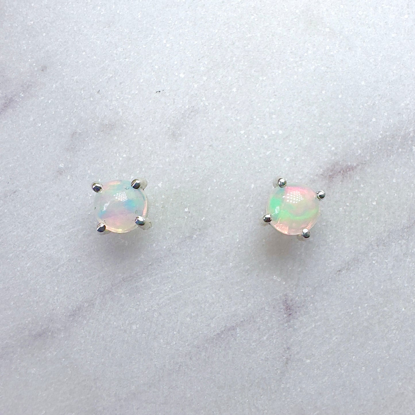 Ethiopian Opal Stud Earrings | Sterling Silver