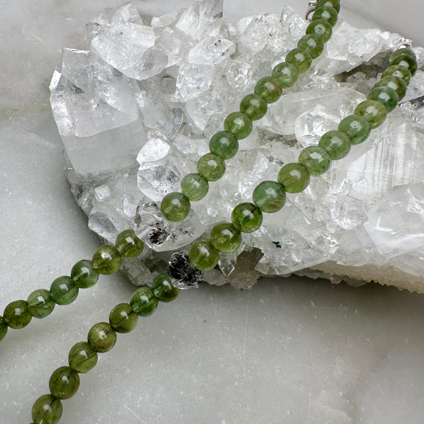 Green Garnet & Quartz Necklace | Sterling Silver
