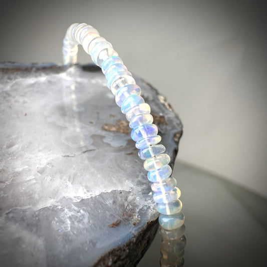 Ethiopian White Opal Bracelet | Sterling Silver