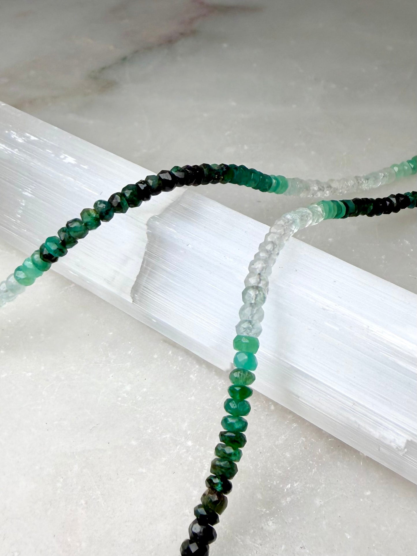 Emerald Ombré Beaded Necklace | Sterling Silver