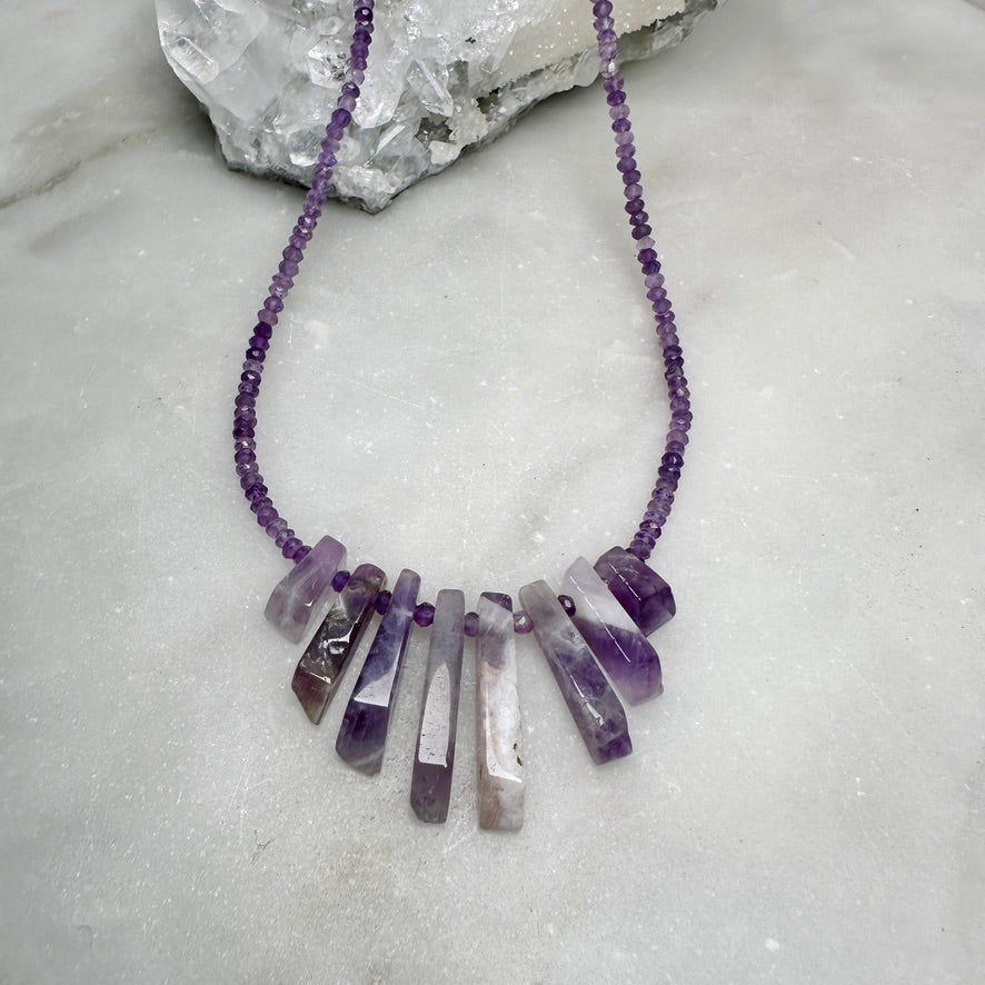 Chevron Amethyst Statement Necklace | Sterling Silver