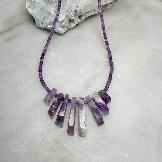 Chevron Amethyst Statement Necklace | Sterling Silver