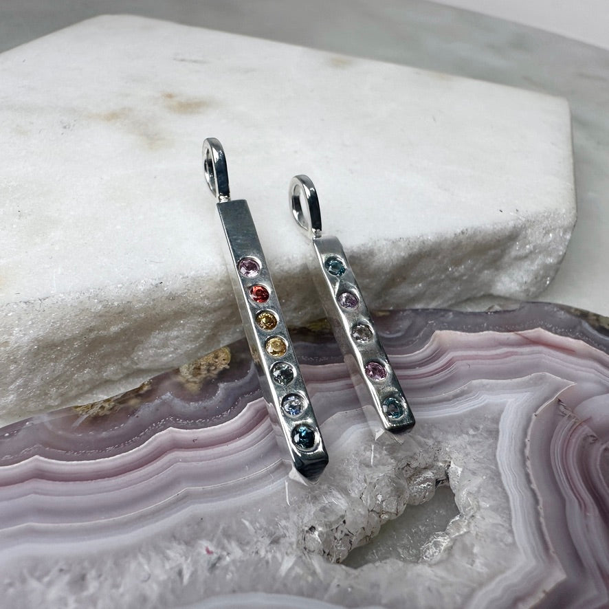 Trans Flag Bar Charm Pendant | Sterling Silver