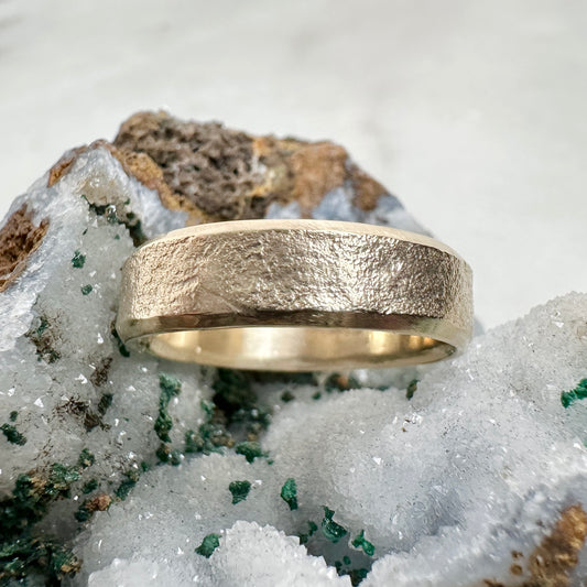Beveled Granite Band | 14k Yellow Gold