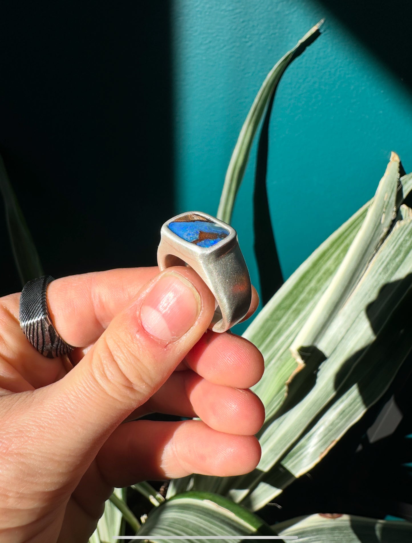 Boulder Opal Signet Ring