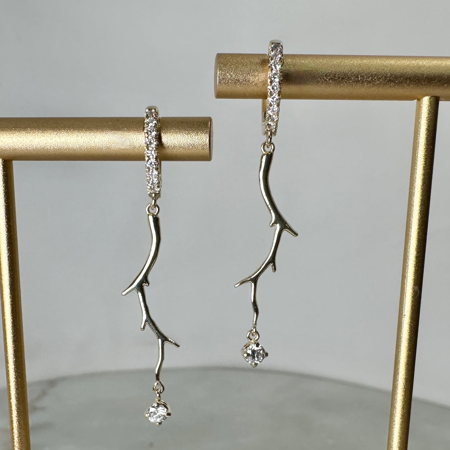 Diamond Branch Earrings | 14k Yellow Gold