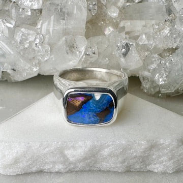 Boulder Opal Signet Ring | Sterling Silver