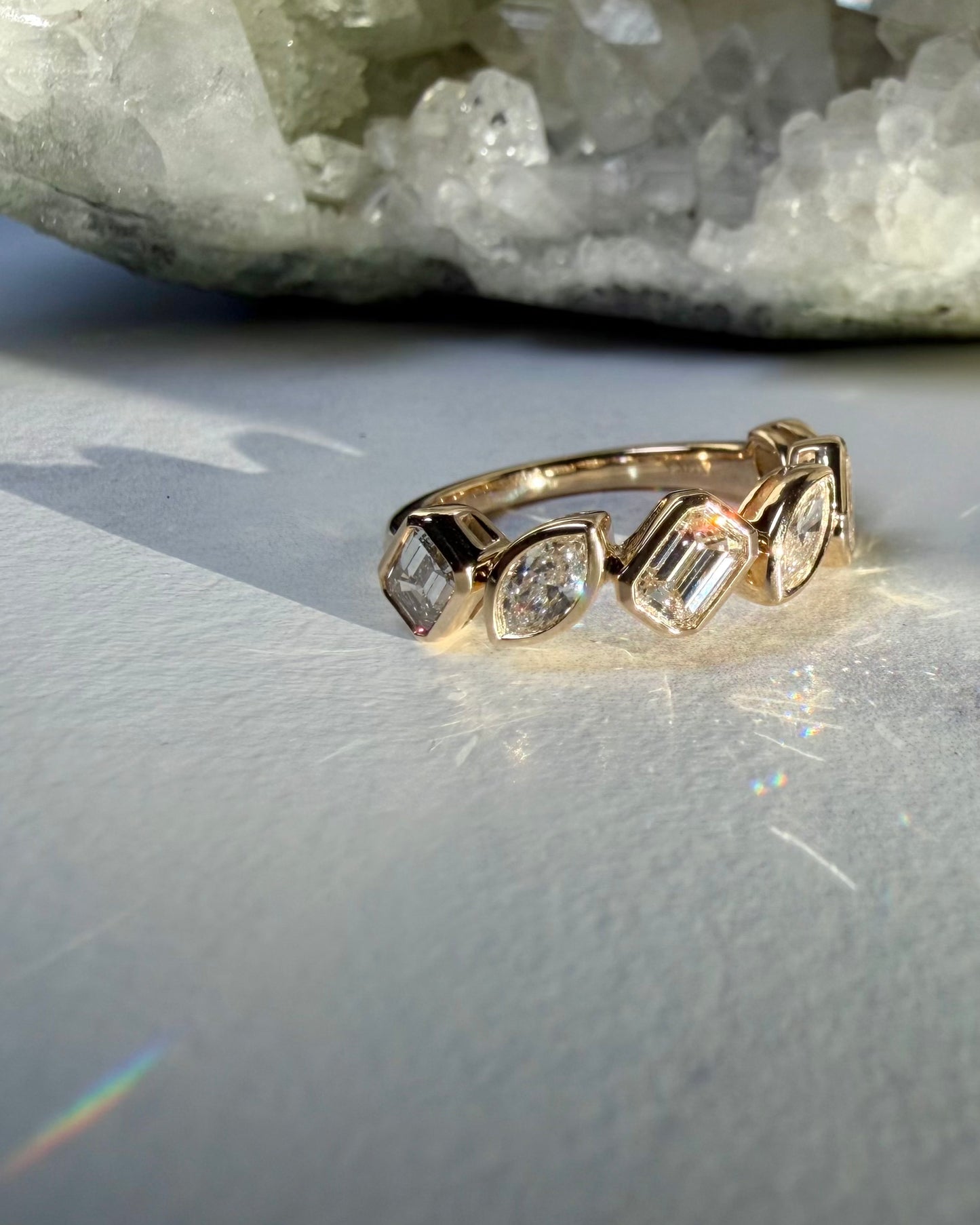 Radiant & Marquise Diamond Ring | 14k Yellow Gold