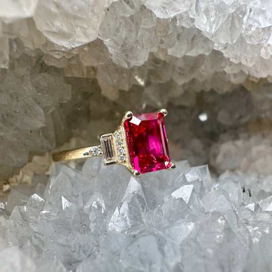 Antique-Inspired Ruby & Diamond Ring | 14k Yellow Gold