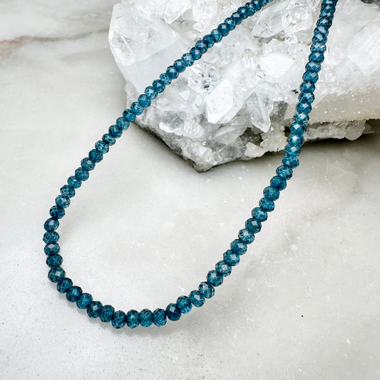London Blue Topaz Beaded Necklace | Sterling Silver