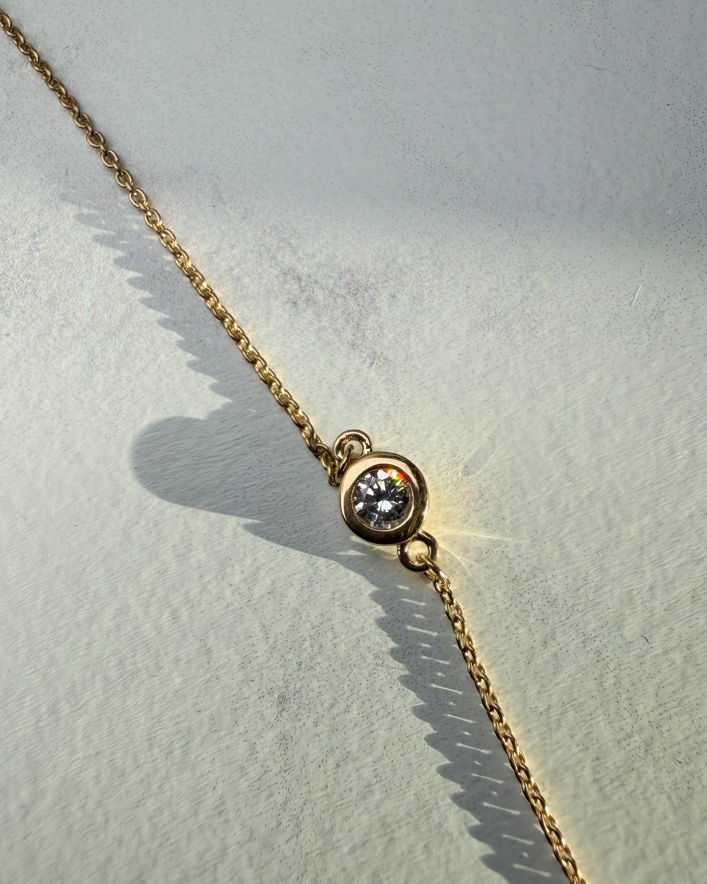 Diamond Station Necklace | 14k Yellow Gold