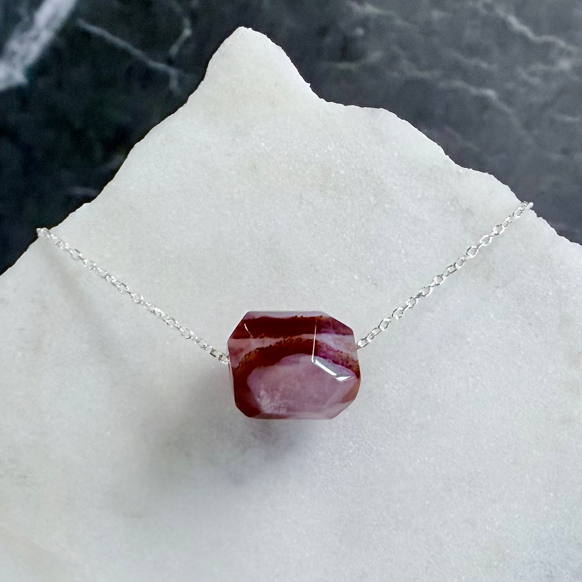 Gobi Agate Floating Necklace | Sterling Silver