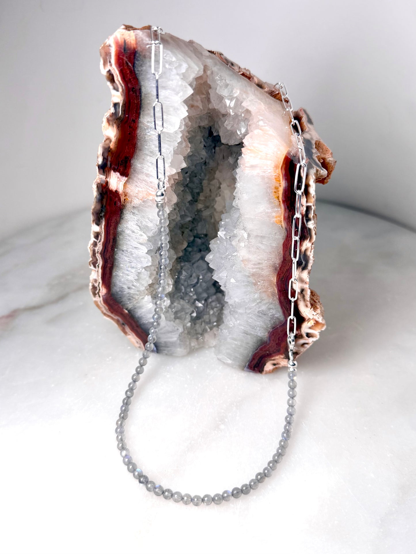 Labradorite Paperclip Chain Necklace | Sterling Silver