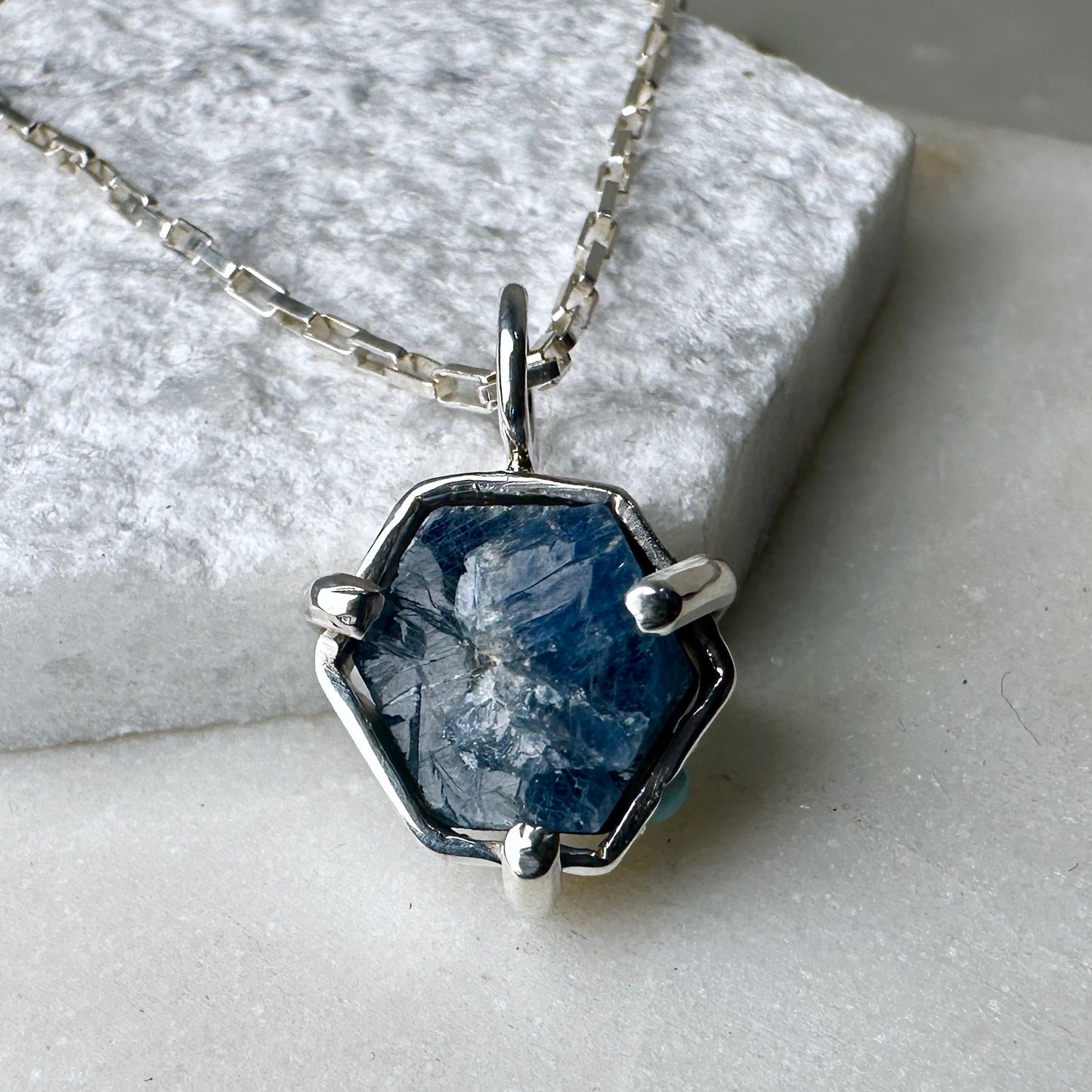Sapphire Crystal Charm Pendant | Sterling Silver