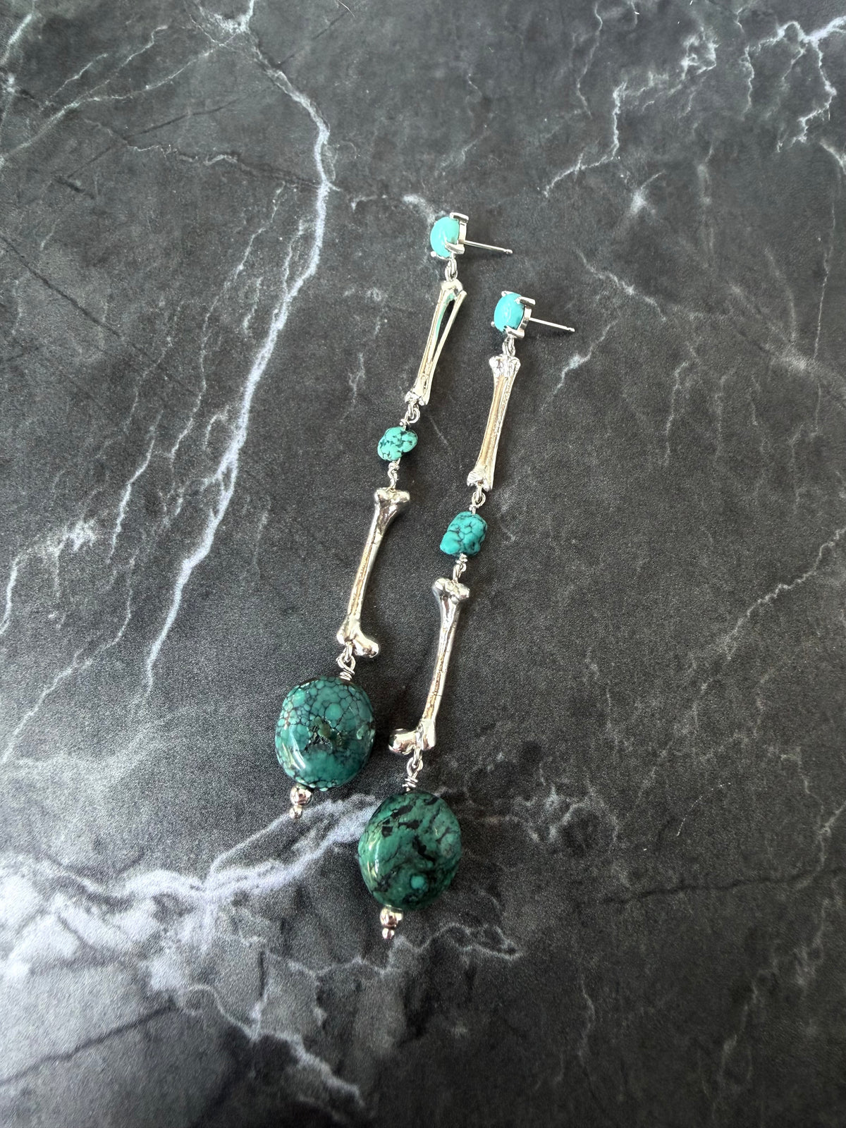 Turquoise Bone Earrings | Sterling Silver
