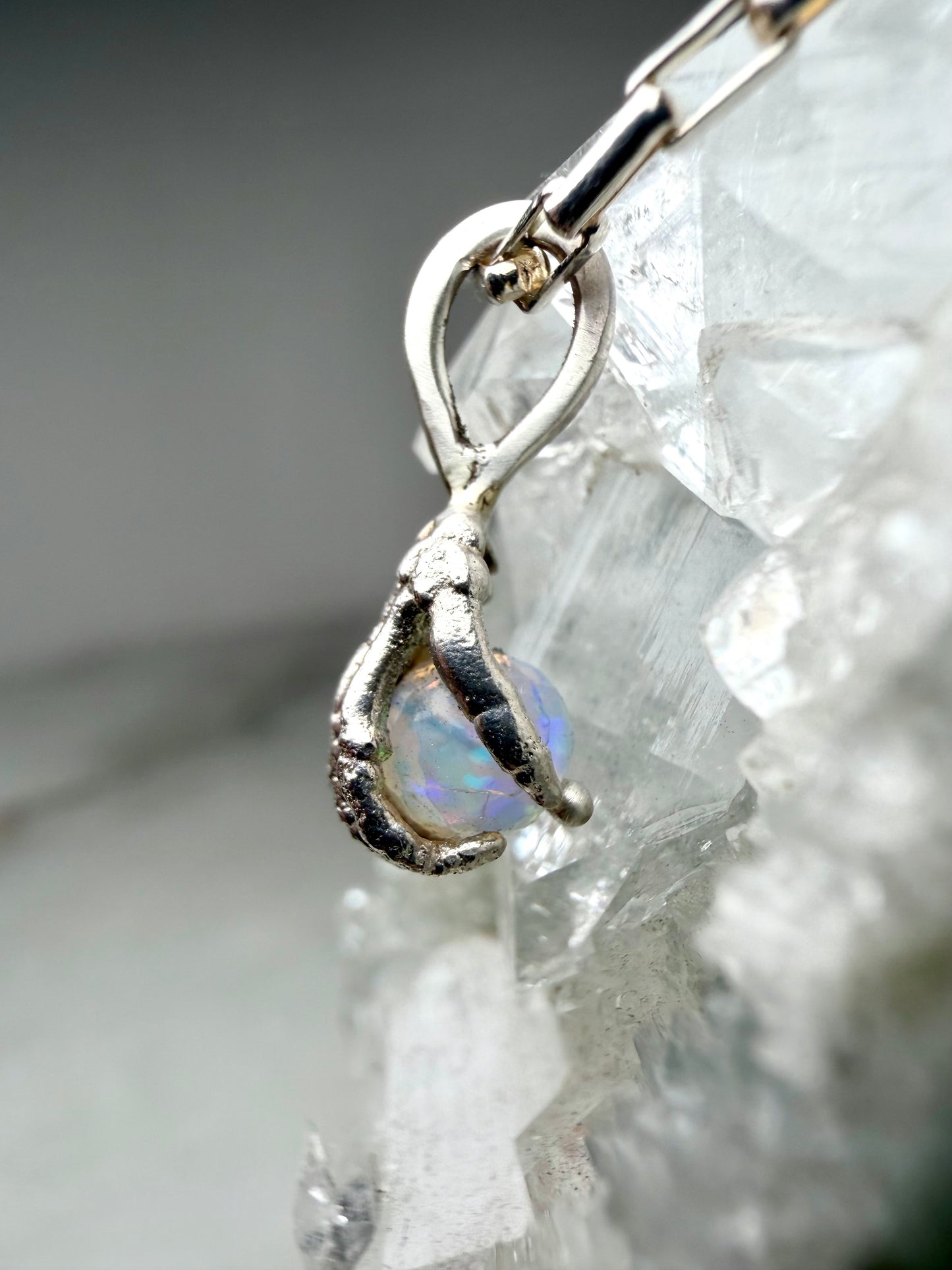 Opal Skeleton Hand Charm | Sterling Silver
