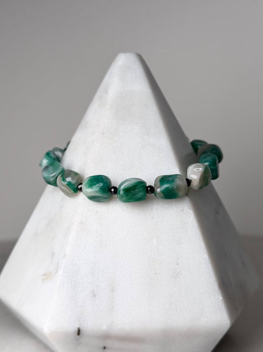 Jade Pebble & Black Spinel Bracelet | Sterling Silver