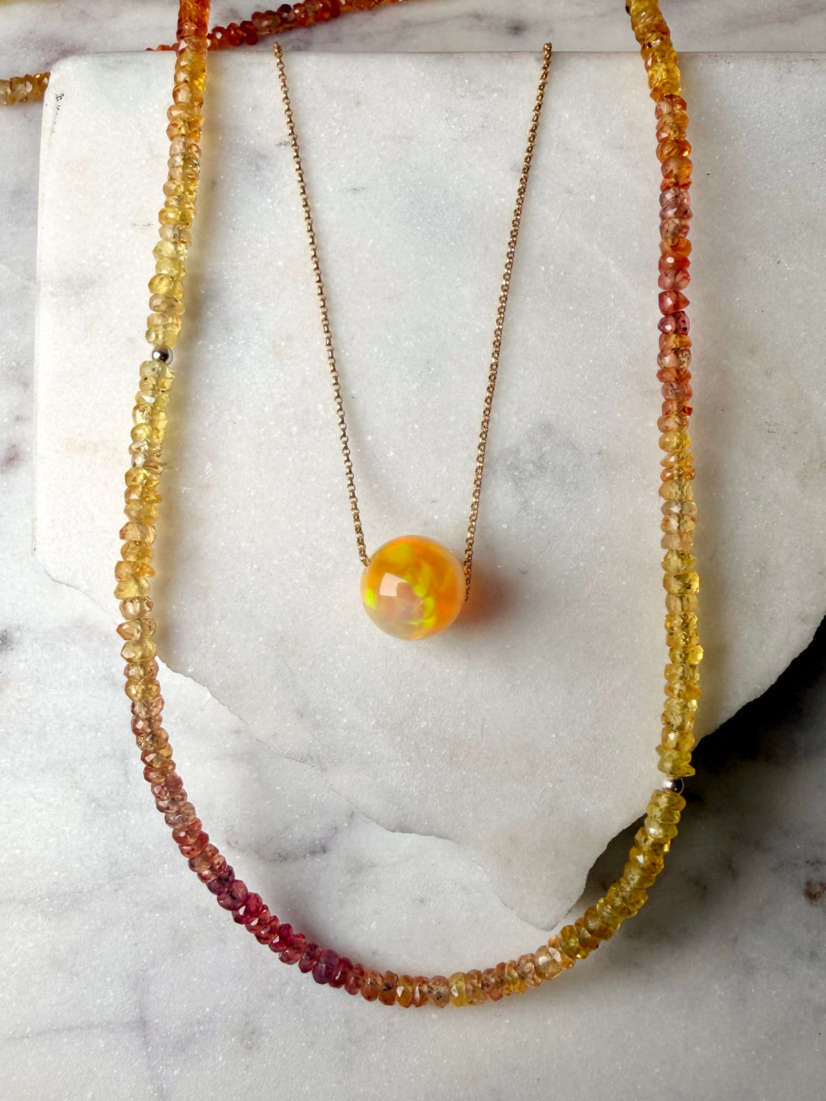 Ethiopian Opal Floating Necklace | 14k Yellow Gold