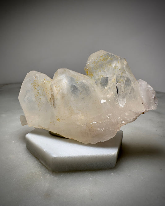 Hematoid Quartz 'Golden Healer' Triple Crystal Tablet