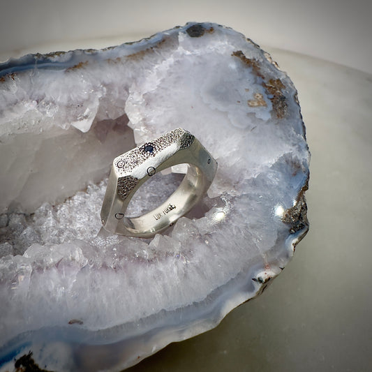 Sculptural Sapphire Ring | Sterling Silver
