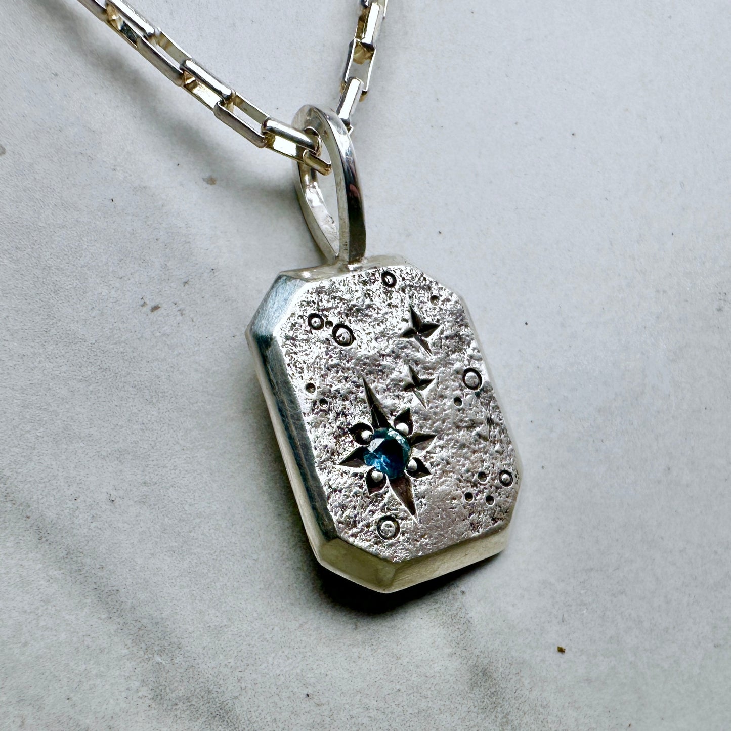 Celestial Sapphire Charm Pendant | Sterling Silver