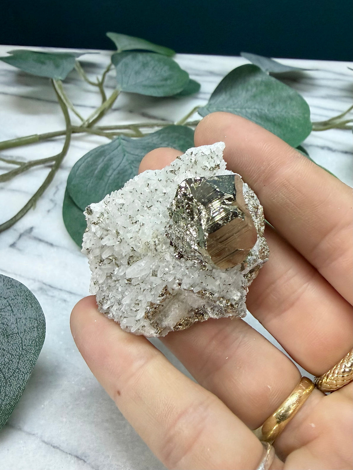 Pyrite On Quartz Crystal Cluster | Mineral Specimen form Peru