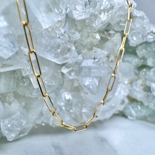 Small Paperclip Chain | 1.8mm Wide | 14k Yellow Gold