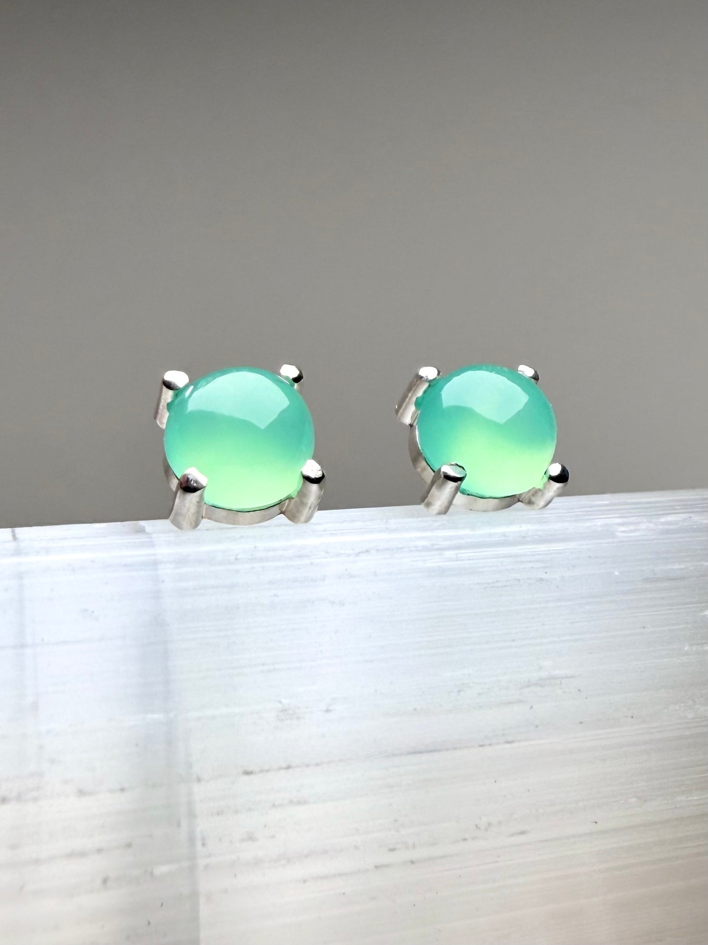 Chrysoprase Stud Earrings | Sterling Silver