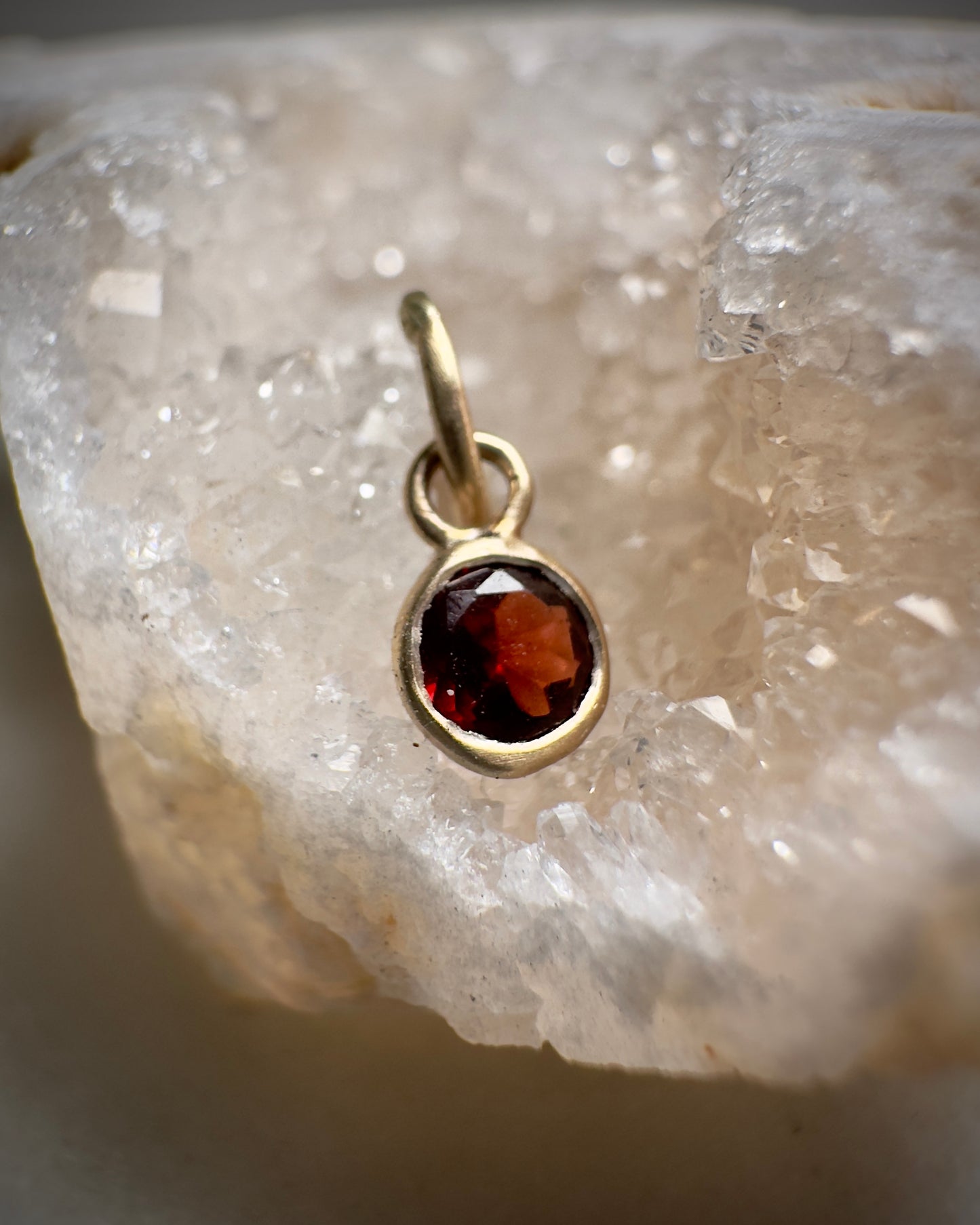 Garnet Charm in 14k Yellow Gold
