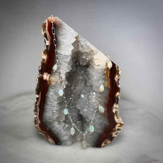 Opal Droplet Necklace | Sterling Silver