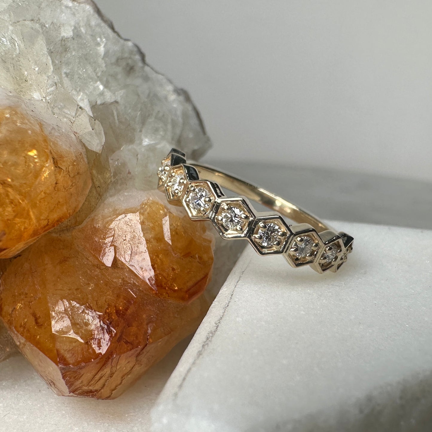 Geometric Lab Grown Diamond Ring | 14k Yellow Gold