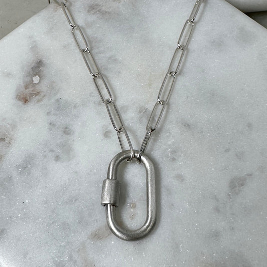 Carabiner Necklace with Paperclip Chain