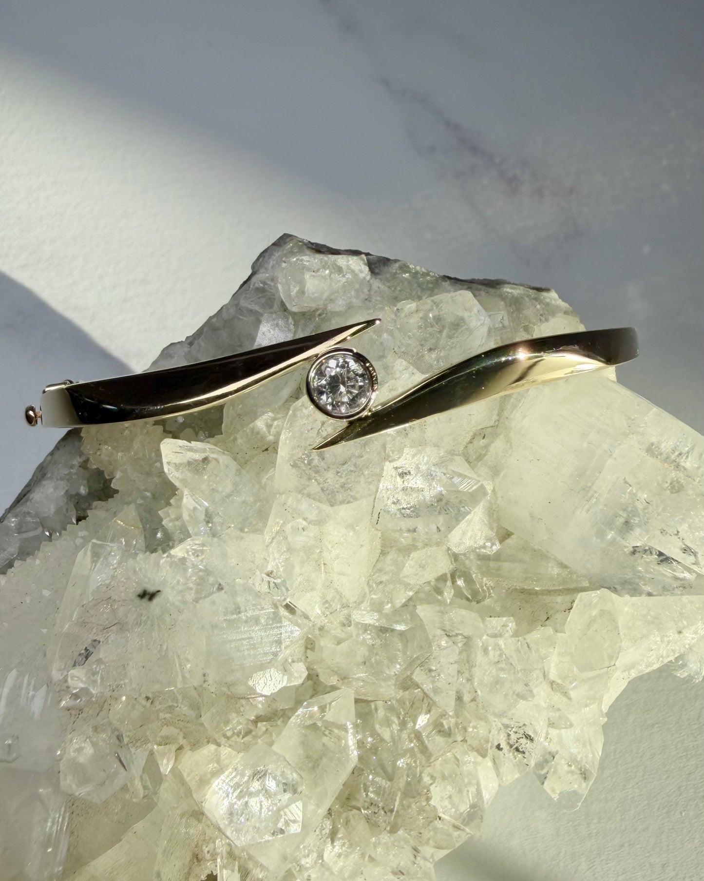 Diamond Bypass Bangle | 14k Yellow Gold | LUX FORGE Legacy Collection
