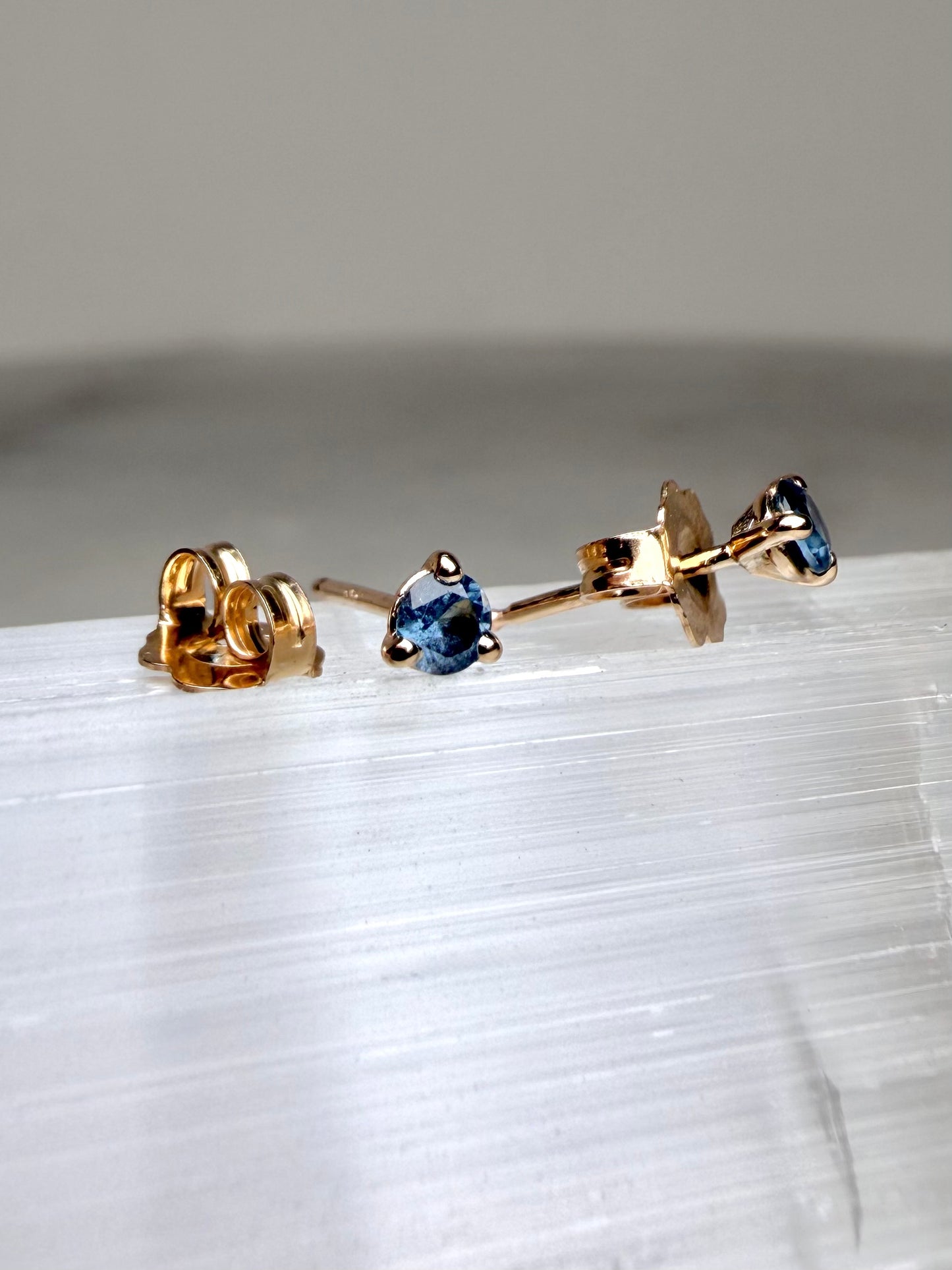 Blue Spinel Stud Earrings | 14k Yellow Gold