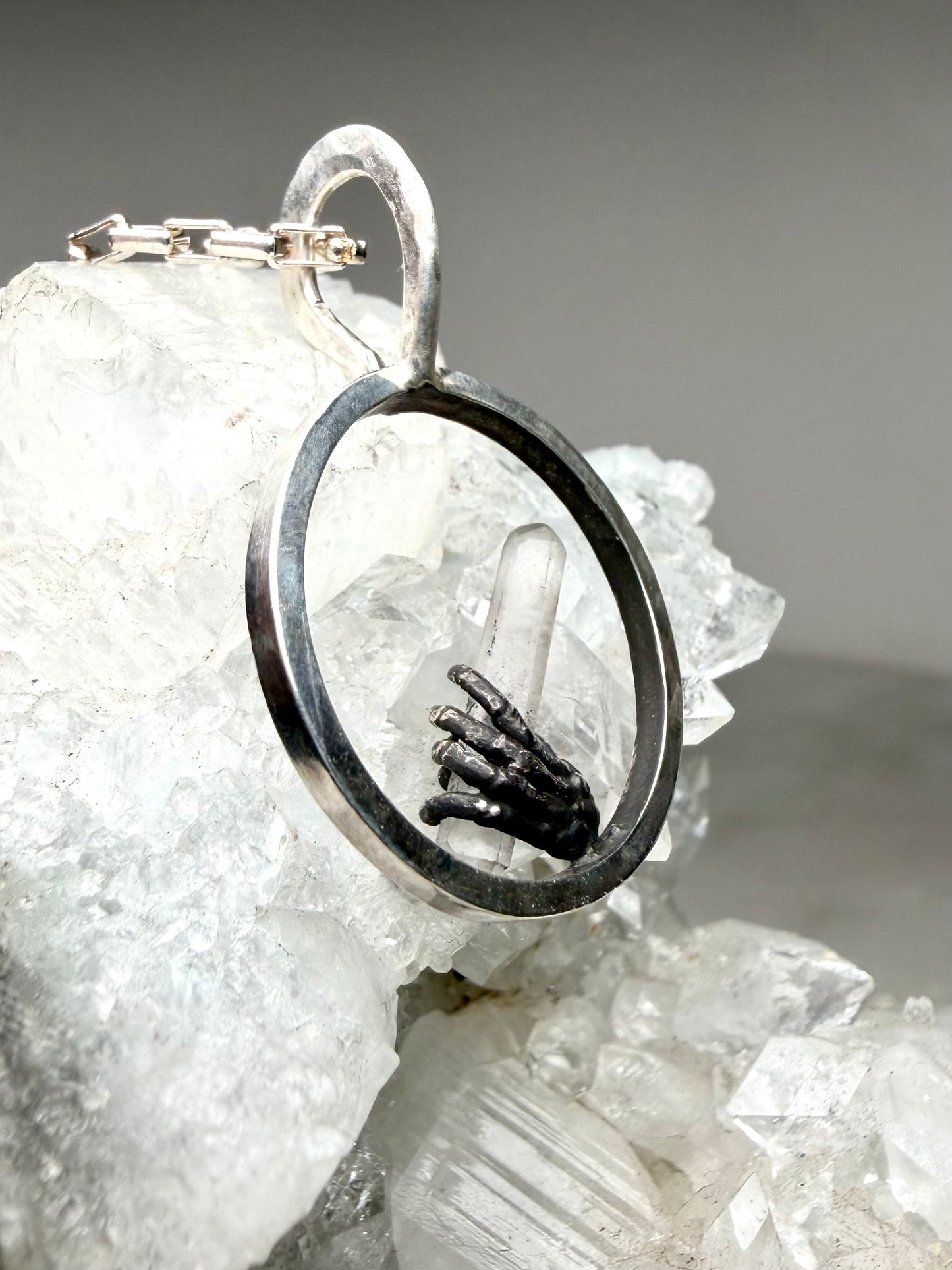 Hand of Glory Quartz Pendant | Sterling Silver