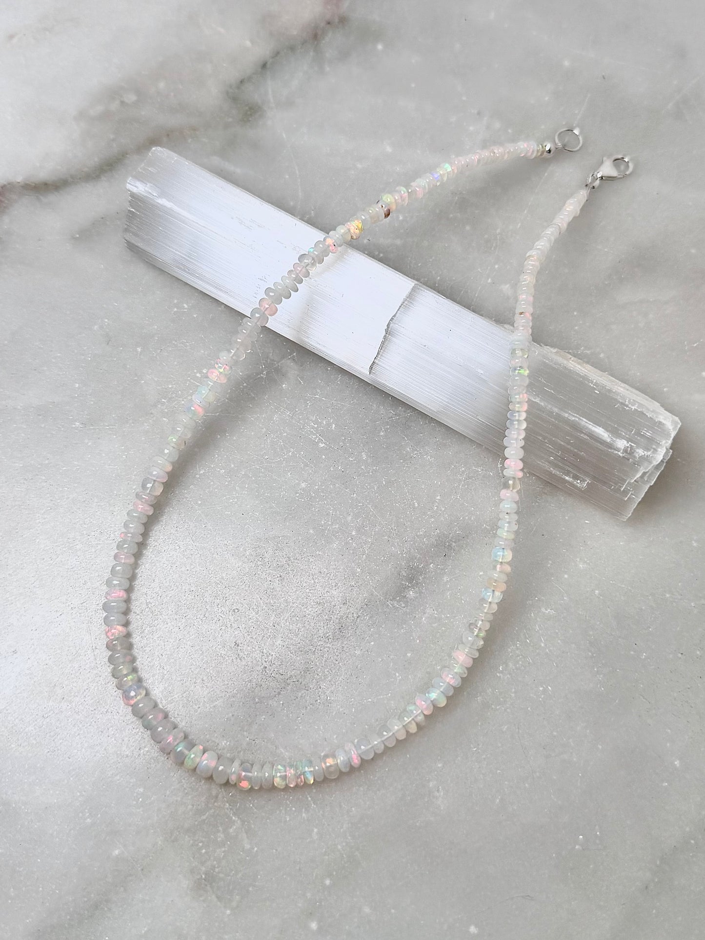 White Ethiopian Opal Necklace | Sterling Silver