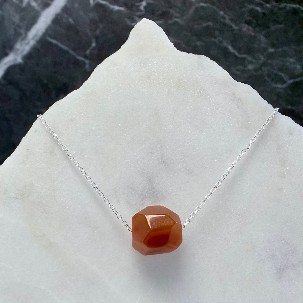 Gobi Agate Floating Necklace | Sterling Silver