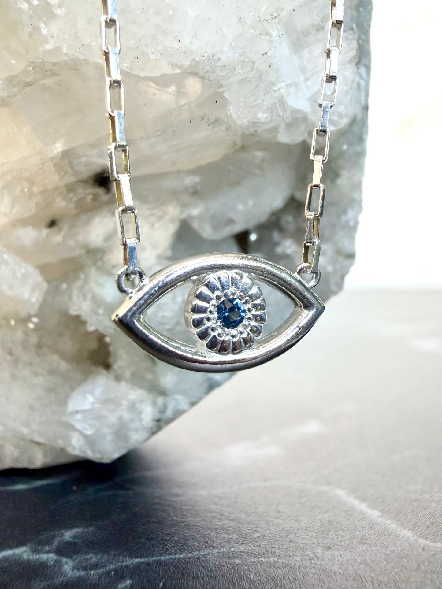 Evil Eye Gemstone Necklace | Sterling Silver