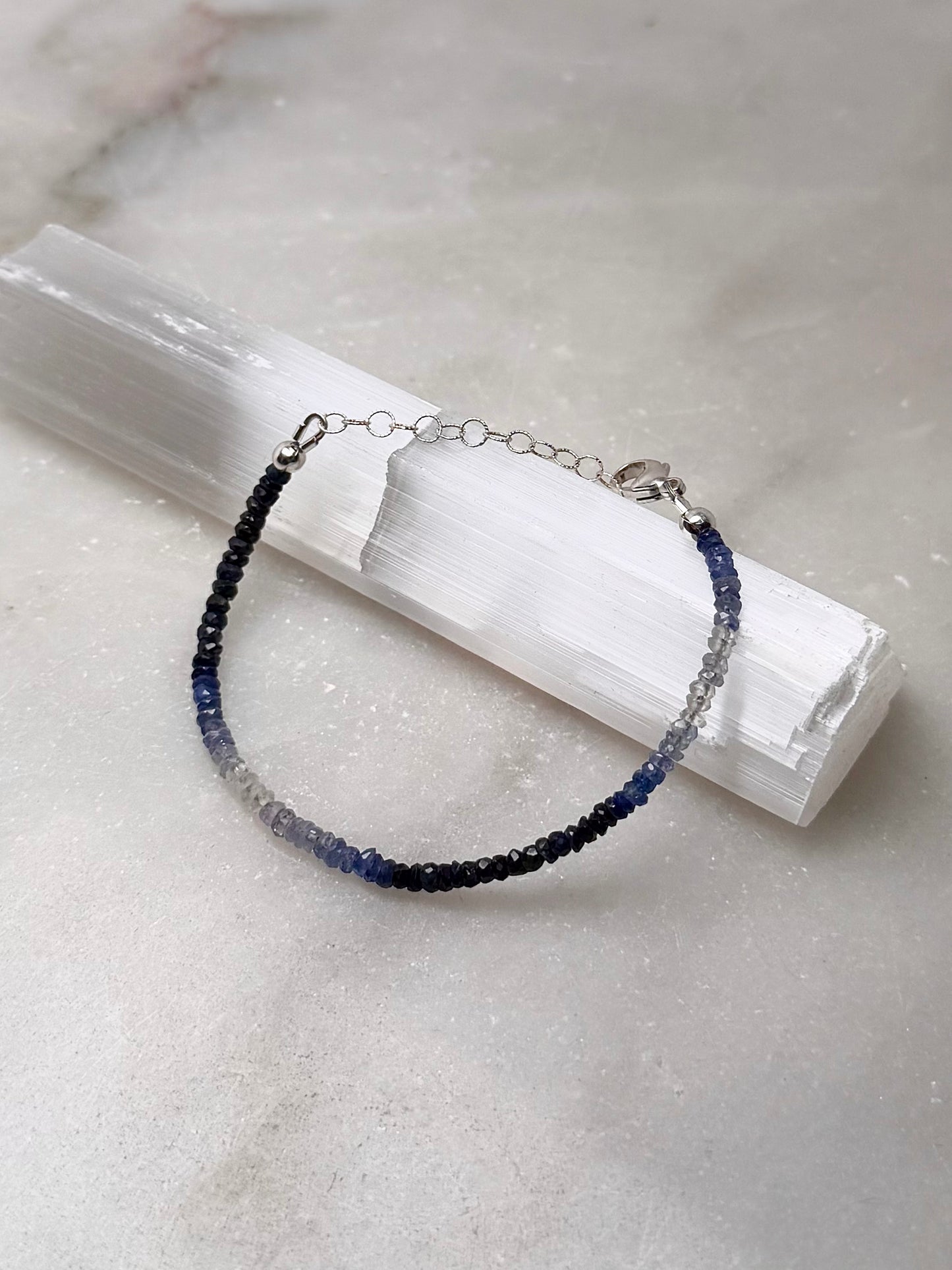 Sapphire Ombre Beaded Bracelet | Sterling Silver