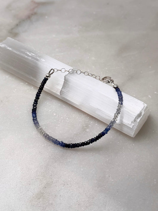 Sapphire Ombre Beaded Bracelet | Sterling Silver
