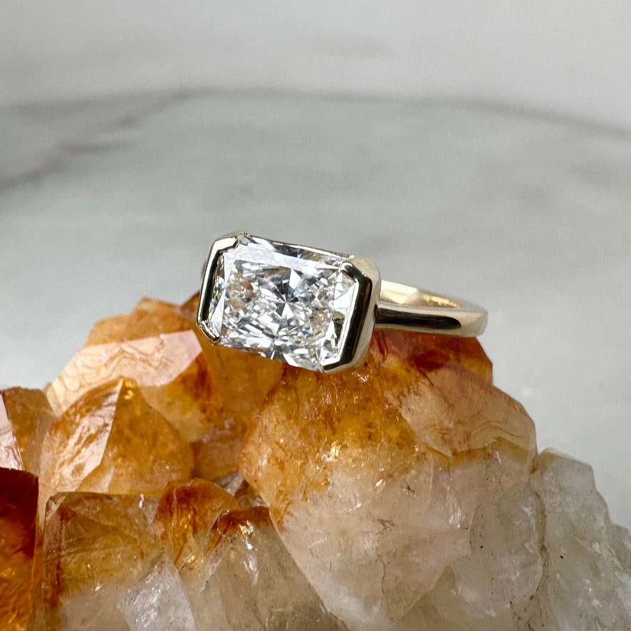 East West Radiant Diamond Ring | 14k Yellow Gold