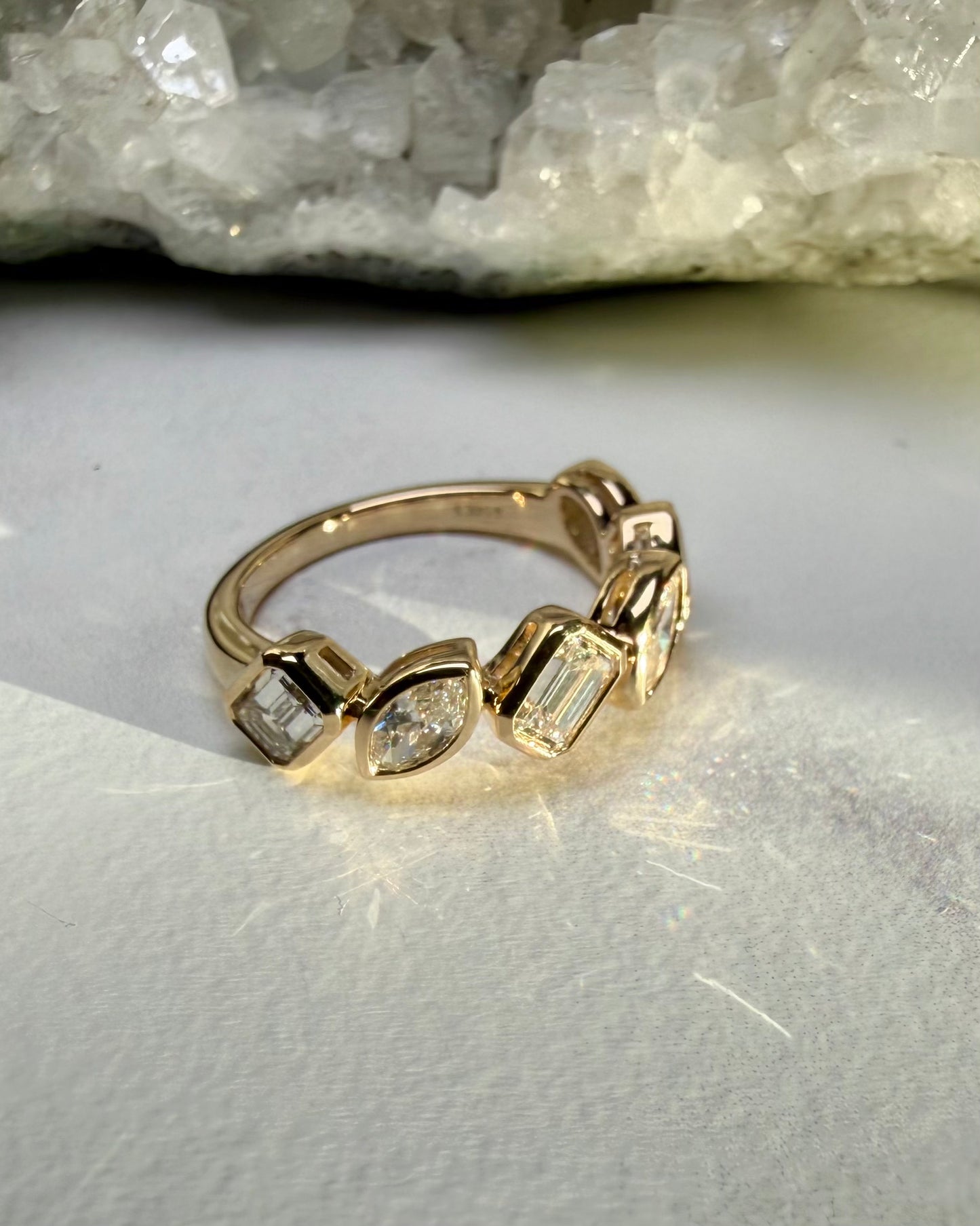Radiant & Marquise Diamond Ring | 14k Yellow Gold