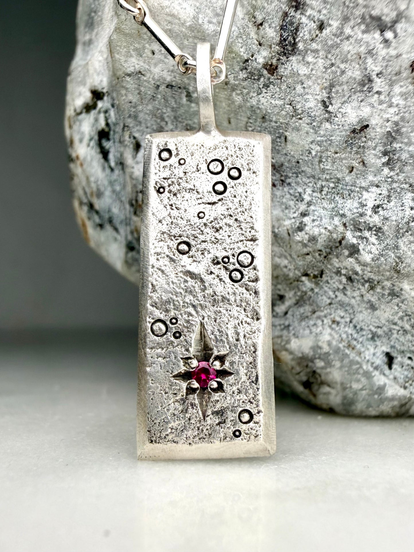 Celestial Ruby Charm Pendant | Sterling Silver