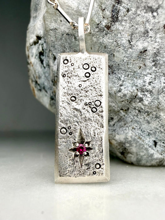 Celestial Ruby Charm Pendant | Sterling Silver