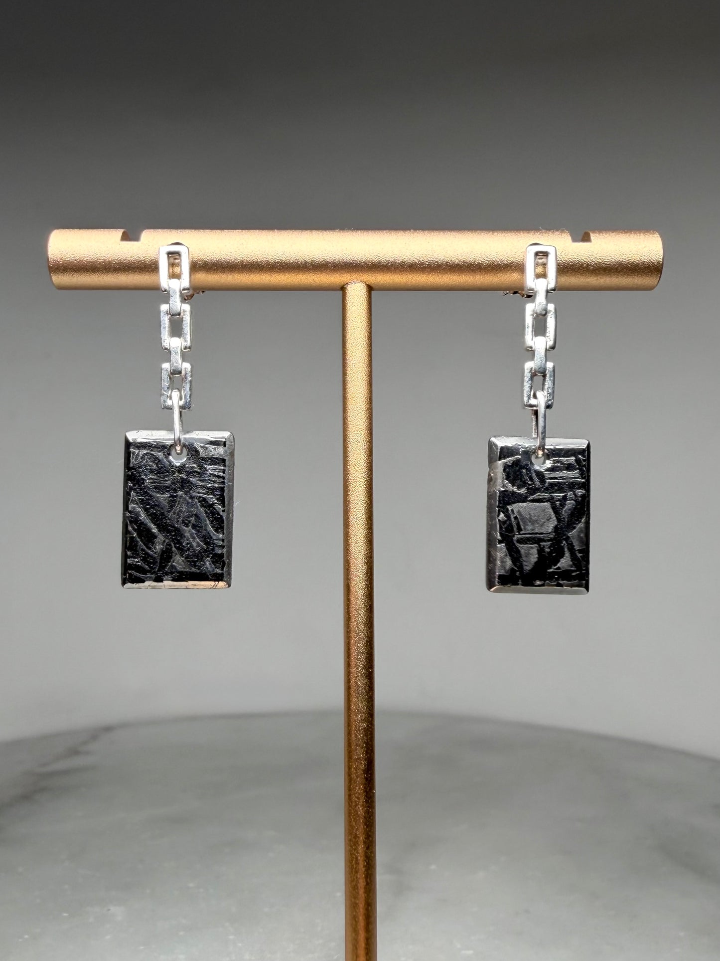 Meteorite Chain Link Earrings | Sterling Silver