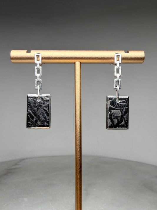Meteorite Chain Link Earrings | Sterling Silver