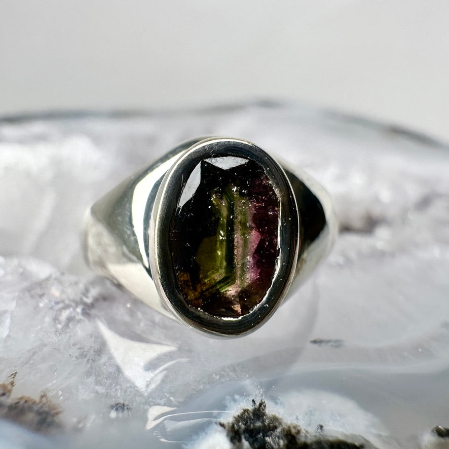 Watermelon Tourmaline Ring | Sterling Silver