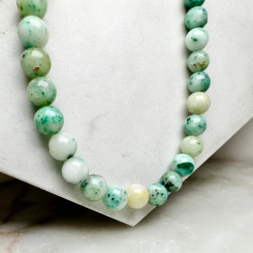 Sky Mountain Jade Beaded Necklace | Sterling Silver