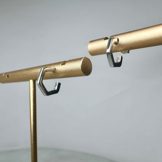 Small Hexagon Hoop Earrings | Sterling Silver