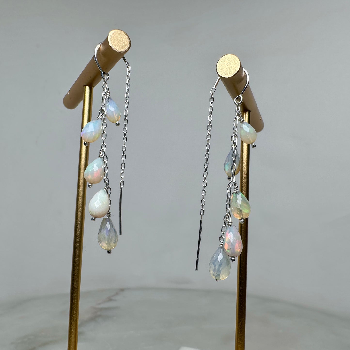 Opal Threader Earrings | Sterling Silver